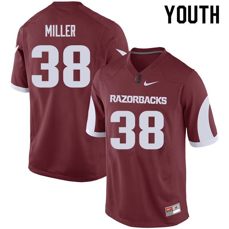 Youth #38 Reid Miller Arkansas Razorback College Football Jerseys Sale-Cardinal
